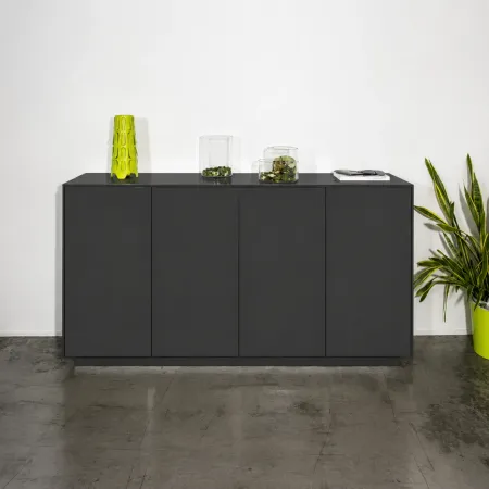 Credenza da Soggiorno 180 cm Antracite Laccato 4 Ante Push to Open
