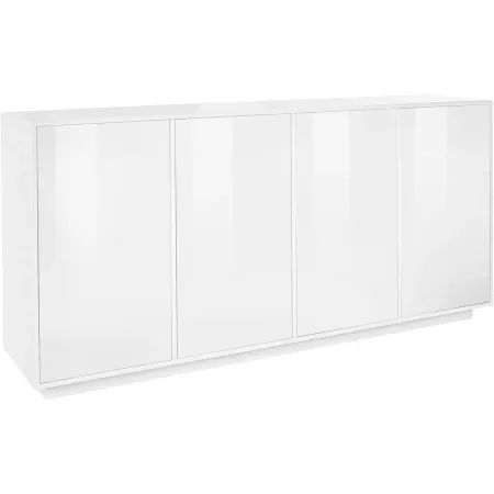 Credenza da Soggiorno 180 cm Bianco Laccato Lucido 4 Ante Push to Open