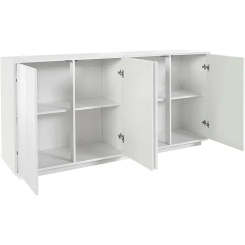 Credenza da Soggiorno 180 cm Bianco Laccato Lucido 4 Ante Push to Open