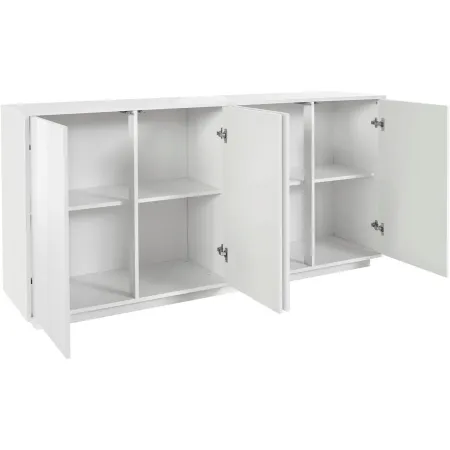 Credenza da Soggiorno 180 cm Bianco Laccato Lucido 4 Ante Push to Open