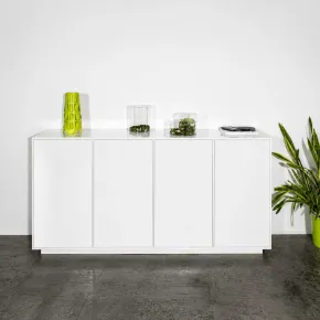 Credenza da Soggiorno 180 cm Bianco Laccato Lucido 4 Ante Push to Open 2
