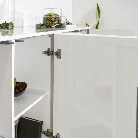 Credenza da Soggiorno 180 cm Bianco Laccato Lucido 4 Ante Push to Open