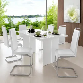 Tavolo da Pranzo 160x90 cm Bianco Lucido Rettangolare Legno Nobilitato 2