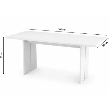 Tavolo da Pranzo 160x90 cm Bianco Lucido Rettangolare Legno Nobilitato