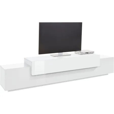 Mobile Porta TV 240 cm 3 Ante a Ribalta in Legno Bianco Lucido