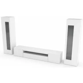 Mobile Porta TV da Soggiorno con 2 Vetrine Bianco Lucido 290 cm