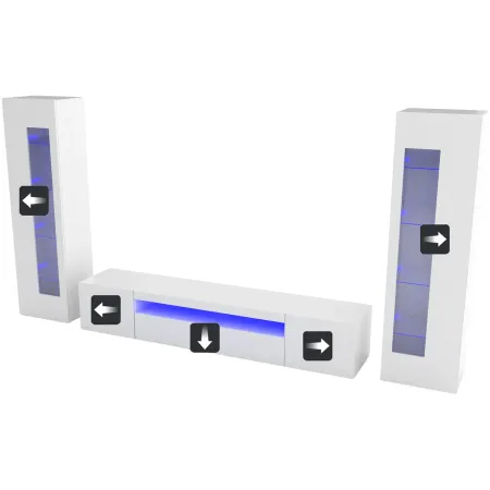 Mobile Porta TV da Soggiorno con 2 Vetrine Bianco Lucido 290 cm