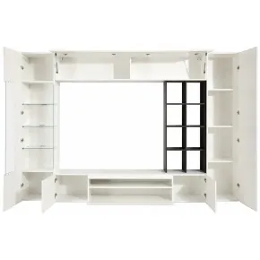 Parete da Soggiorno Mobile TV Vetrina Pensili 290 cm Bianco Report 2