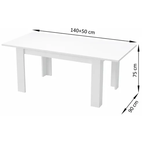 Tavolo Allungabile 140-190 cm Legno Bianco Lucido Moderno da Salotto