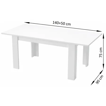 Tavolo Allungabile 140-190 cm Legno Bianco Lucido Moderno da Salotto