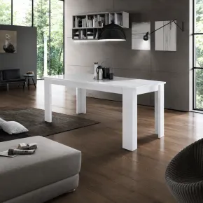 Tavolo Allungabile 140-190 cm Legno Bianco Lucido Moderno da Salotto 2