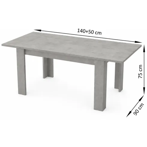 Tavolo da Pranzo Allungabile 140-190 cm Legno Cemento Bronx Soggiorno