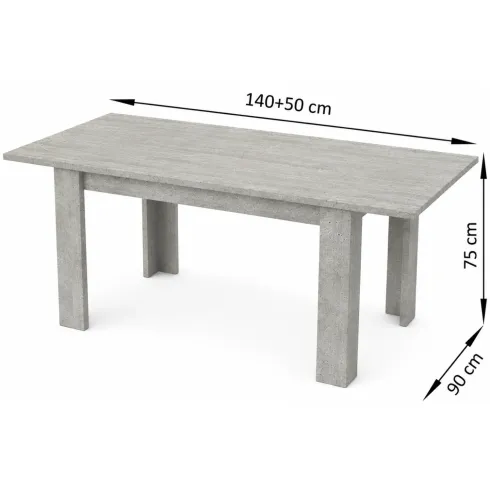 Tavolo Allungabile in Legno 140-190 cm da Salotto Grigio Cemento