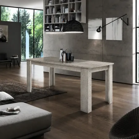 Tavolo Allungabile in Legno 140-190 cm da Salotto Grigio Cemento