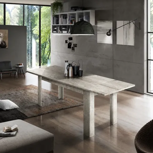Tavolo Allungabile in Legno 140-190 cm da Salotto Grigio Cemento