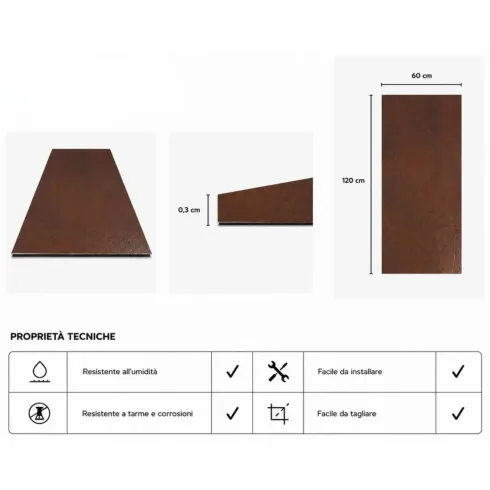 Set 6 Pannelli Decorativo Effetto Ruggine Corten PVC UV 120x60 cm