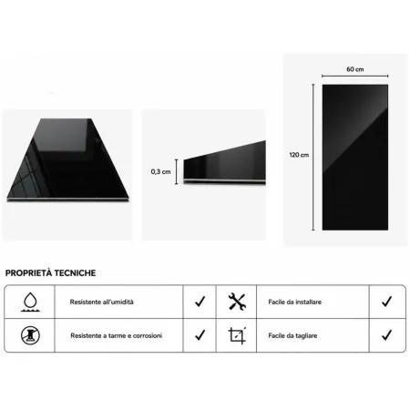Set 6 Pannelli Decorativo Effetto Specchio Nero Fumé PVC UV 120x60 cm