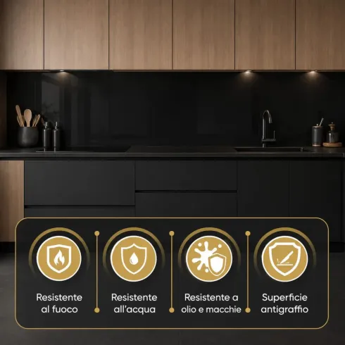 Set 6 Pannelli Decorativo Effetto Specchio Nero Fumé PVC UV 120x60 cm