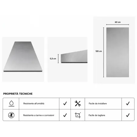 Set 6 Pannelli Decorativo Effetto Acciaio Inox PVC UV 120x60 cm