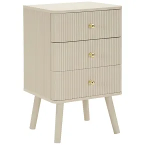 Comodino 3 Cassetti Bianco Pomelli Oro in Legno MDF Camera da Letto