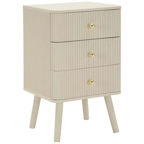 Comodino 3 Cassetti Bianco Pomelli Oro in Legno MDF Camera da Letto