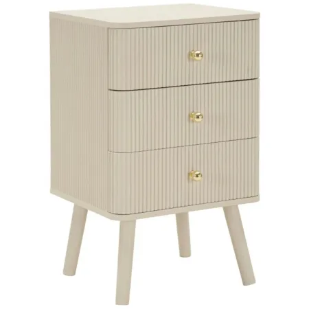 Comodino 3 Cassetti Bianco Pomelli Oro in Legno MDF Camera da Letto