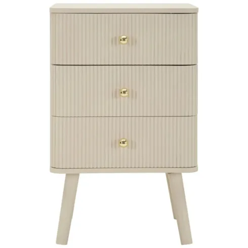 Comodino 3 Cassetti Bianco Pomelli Oro in Legno MDF Camera da Letto