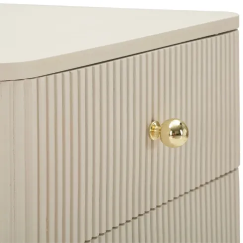 Comodino 3 Cassetti Bianco Pomelli Oro in Legno MDF Camera da Letto