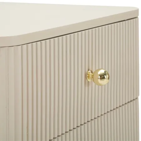Comodino 3 Cassetti Bianco Pomelli Oro in Legno MDF Camera da Letto