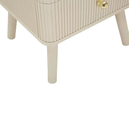Comodino 3 Cassetti Bianco Pomelli Oro in Legno MDF Camera da Letto