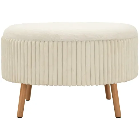 Pouf Rotondo Bianco 83x83 cm Imbottito Morbido per Soggiorno Relax
