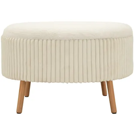 Pouf Rotondo Bianco 83x83 cm Imbottito Morbido per Soggiorno Relax