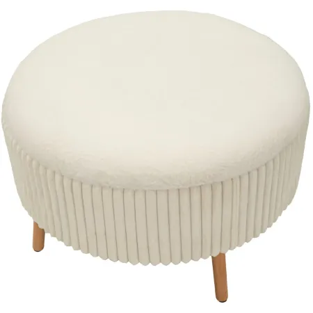 Pouf Rotondo Bianco 83x83 cm Imbottito Morbido per Soggiorno Relax