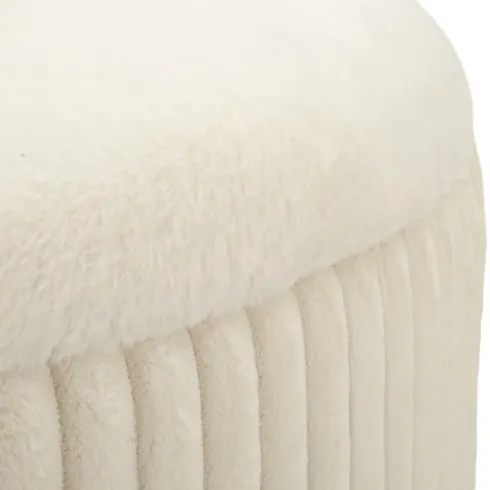Pouf Rotondo Bianco 83x83 cm Imbottito Morbido per Soggiorno Relax