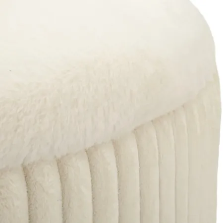 Pouf Rotondo Bianco 83x83 cm Imbottito Morbido per Soggiorno Relax