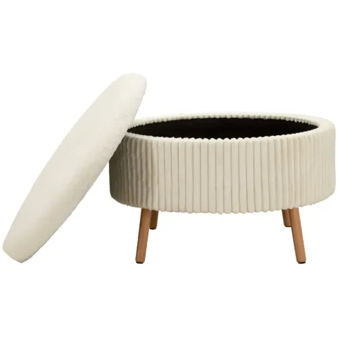 Pouf Rotondo Bianco 83x83 cm Imbottito Morbido per Soggiorno Relax