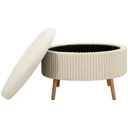 Pouf Rotondo Bianco 83x83 cm Imbottito Morbido per Soggiorno Relax