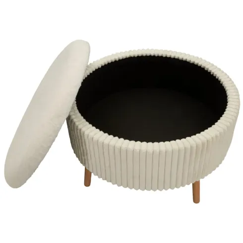 Pouf Rotondo Bianco 83x83 cm Imbottito Morbido per Soggiorno Relax