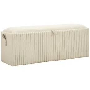 Pouf Panca Contenitore Bianco Imbottito Mdf Poliestere Camera da Letto