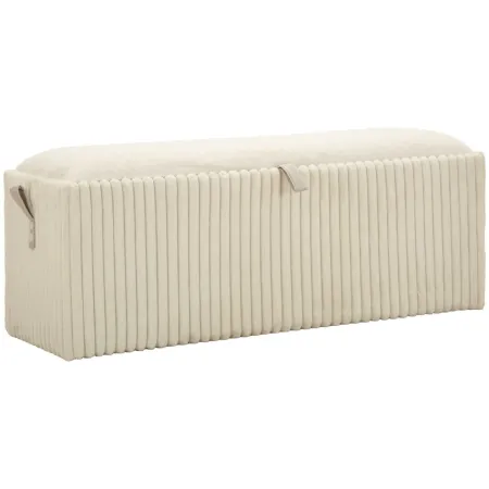 Pouf Panca Contenitore Bianco Imbottito Mdf Poliestere Camera da Letto