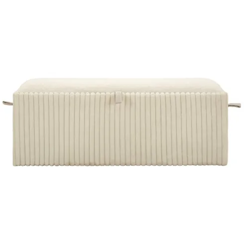 Pouf Panca Contenitore Bianco Imbottito Mdf Poliestere Camera da Letto