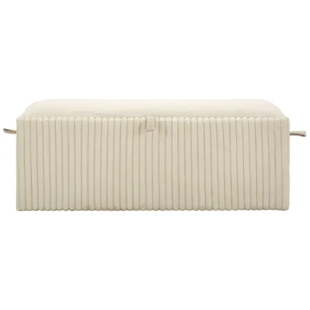 Pouf Panca Contenitore Bianco Imbottito Mdf Poliestere Camera da Letto