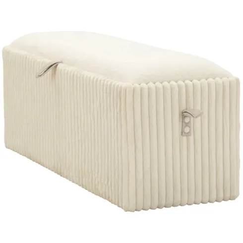 Pouf Panca Contenitore Bianco Imbottito Mdf Poliestere Camera da Letto