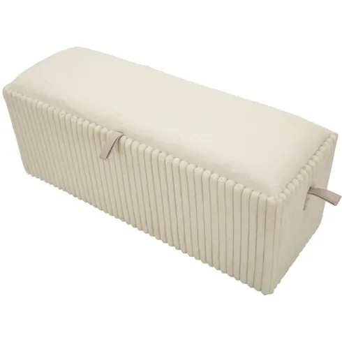Pouf Panca Contenitore Bianco Imbottito Mdf Poliestere Camera da Letto
