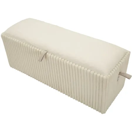 Pouf Panca Contenitore Bianco Imbottito Mdf Poliestere Camera da Letto
