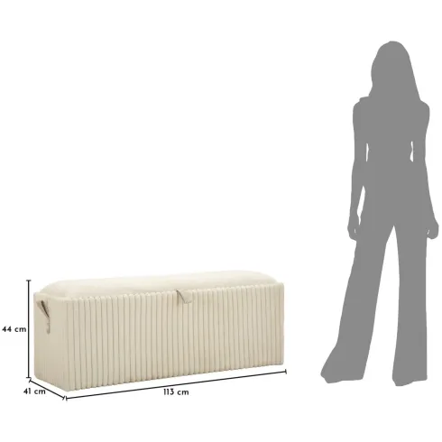 Pouf Panca Contenitore Bianco Imbottito Mdf Poliestere Camera da Letto