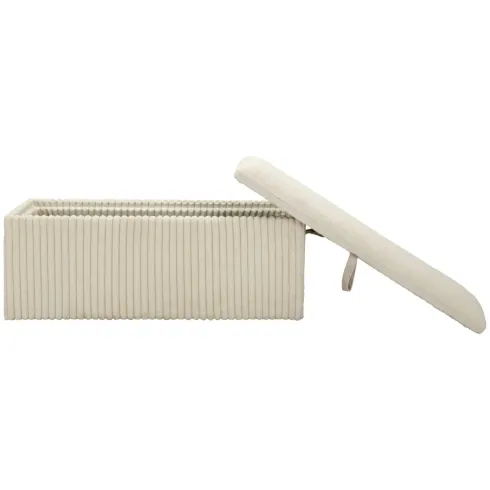 Pouf Panca Contenitore Bianco Imbottito Mdf Poliestere Camera da Letto