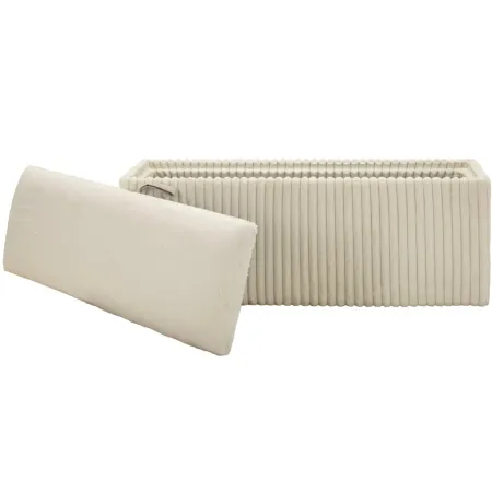 Pouf Panca Contenitore Bianco Imbottito Mdf Poliestere Camera da Letto