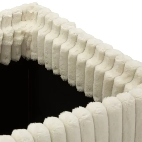 Pouf Panca Contenitore Bianco Imbottito Mdf Poliestere Camera da Letto