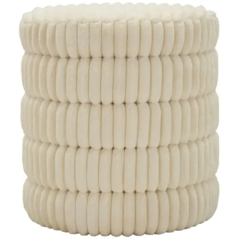 Pouf Letto Divano Bianco Rotondo Imbottito Mdf Poliestere Morbido